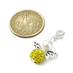 5 pz 5 colori argilla polimerica e perle di vetro e decorazione pendente angelo in lega&nbsp;HJEW-JM02633