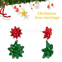 4 Paar 4 Farben Weihnachtsstern Legierung baumeln Ohrstecker für Frauen&nbsp;EJEW-AN0002-26