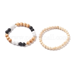Ensembles de bracelets extensibles en perles de bois&nbsp;BJEW-JB08348