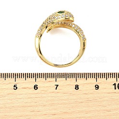 Offene Manschettenringe aus Messing mit Mikropavé und klaren kubischen Zirkonia&nbsp;LS-RJEW-R022-01G