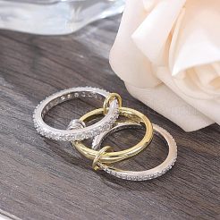Anelli impilabili in acciaio inossidabile con micro pavé di zirconi cubici trasparenti&nbsp;WGD96BD-03