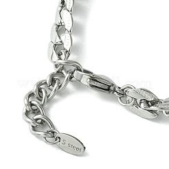 Bracelet à maillons rectangulaires en oxyde de zirconium avec chaînes en acier inoxydable 304&nbsp;BJEW-Q775-01P