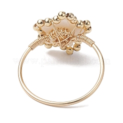Anello in stile con perline intrecciate a stella con conchiglia naturale&nbsp;RJEW-JR00613