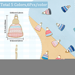 30 Stück 5 Farben Anhänger aus Legierung mit Wintermotiv-Aufdruck&nbsp;FIND-SC0019-61