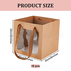 Borse regalo quadrate in carta con finestra in plastica visibile&nbsp;ABAG-WH0051-10C