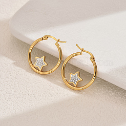 Orecchini a cerchio geometrici retrò casual 201 in acciaio inossidabile con strass per donna&nbsp;LU7755-2