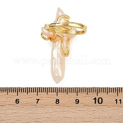 Fingerringe mit Kreuz aus Naturperlen&nbsp;RJEW-K286-08G
