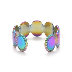 Ionenplattierung (IP) Regenbogenfarbe 304 Edelstahl ovaler offener Manschettenring für Frauen&nbsp;RJEW-C025-05M