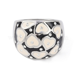 Breite Fingerringe aus 304 Edelstahl mit Emaille für Damen&nbsp;STAS-U013-03A-P