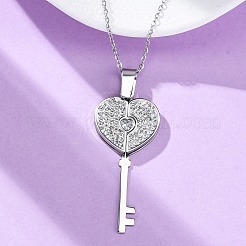 Collane con ciondolo apribile a forma di chiave in argilla polimerica in acciaio inossidabile 304 con strass per donna&nbsp;NJEW-Z065-11P