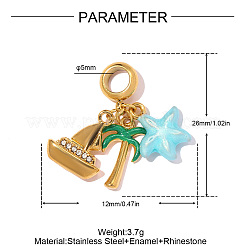 Sommerliche Anhänger aus Edelstahl 304 mit Emaille&nbsp;STAS-OY012-10G