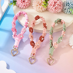 3 pendentif décoratif en forme de fleur tressée en coton&nbsp;AJEW-TA0002-72D
