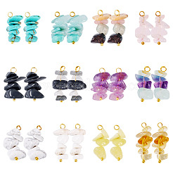 24 pièces 12 styles pendentifs de puces de pierres précieuses mélangées&nbsp;PALLOY-TAC0166