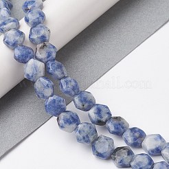 Fili di perle di diaspro macchia blu naturale&nbsp;G-K359-C17-01