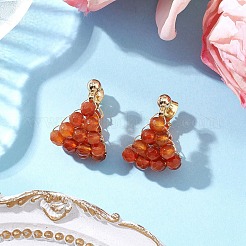 3 paio di orecchini a cerchio in ottone con agata naturale&nbsp;EJEW-TA00620