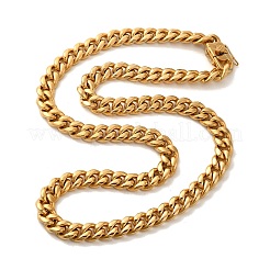 Collar de cadena de eslabones cubanos de acero inoxidable 304 con revestimiento iónico (IP) para hombre&nbsp;NJEW-L173-018G-02