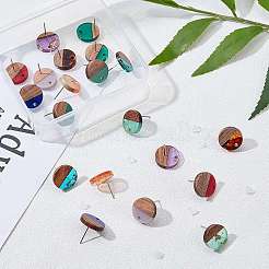 10 par de pendientes de resina y madera de nogal de 10 colores&nbsp;RESI-OC0001-05