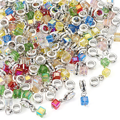 105 Stück 7 Farben galvanisierte transparente Glasanhänger&nbsp;PALLOY-TAC0231