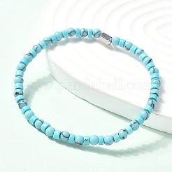 Braccialetti elastici in perline turchesi sintetiche per donna uomo&nbsp;PW-WG6A9BA-03