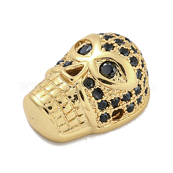 Perline in zirconi neri con micro pavè di ottone&nbsp;ZIRC-P119-19G-02