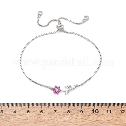 Bracelets coulissants réglables en laiton avec micro pavé de zircons cubiques transparents&nbsp;BJEW-C156-09P-04