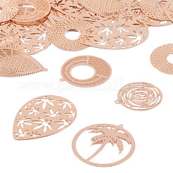 Pendenti in filigrana di ottone con placcatura in ottone da 24 pz&nbsp;KKC-TA0001-01