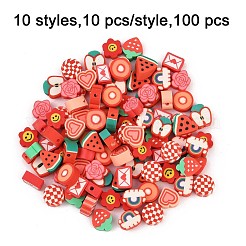 100pcs 10 Arten handgemachte Polymer-Ton-Perlen&nbsp;CLAY-FP0001-19