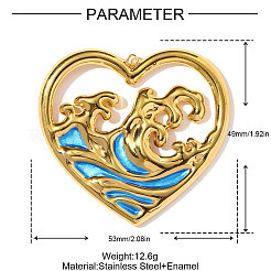 Grands pendentifs en acier inoxydable 304 émaillé&nbsp;STAS-OY003-30G