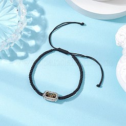 Colonna in lega stile tibetano vajra pestello con mantra a sei caratteri bracciali di perline intrecciate per uomo donna&nbsp;BJEW-JB11120