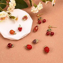 18pcs gemischte Emaille-Früchte-Charme-Anhänger Imitations-Obst-Charme bunter Legierungs-Emaille-Anhänger für Schmuck-Halskette-Armband-Ohrring-Bastelarbeiten&nbsp;JX186A
