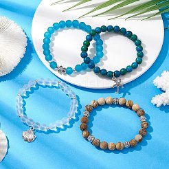 Bracelets en perles synthétiques de chrysocolle&nbsp;BJEW-JB10987