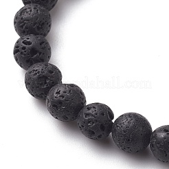 Pulseras elásticas redondas con cuentas de roca de lava natural&nbsp;BJEW-JB05506