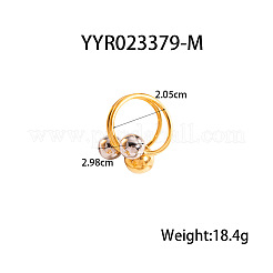 Anillos de puño ajustables con bolas circulares entrelazadas de acero inoxidable 304 para mujer&nbsp;UN0511-3