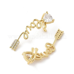 Orecchini a bottone in ottone con zirconi chiari e micro pavè&nbsp;EJEW-M077-11G