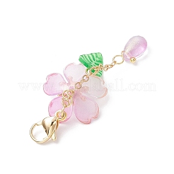 Decorazione pendente a goccia in vetro e fiore in acrilico&nbsp;HJEW-TA00340