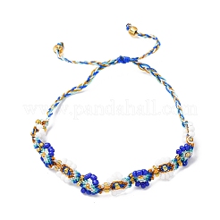 Braccialetti di perline intrecciate con semi di vetro e fiori per le donne frineds&nbsp;BJEW-F493-10A
