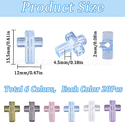 120 pièces de perles en plastique transparentes de 6 couleurs&nbsp;KY-SC0002-15