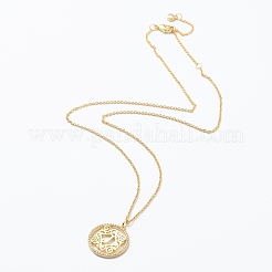 Collane con pendente in ottone micro pavé di zirconi chiari&nbsp;NJEW-J059-01J