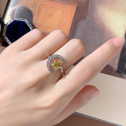 Messing-Fingerringe mit Mikropflaster und klarem Zirkonia für Damen&nbsp;WGF1421-01