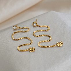 Boucles d'oreilles à tige en acier inoxydable 304 avec chaîne à pampilles pour femmes&nbsp;AQ2980