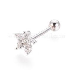 Anlaufschutz rhodinierte 925 Sterling Silber Barbell Knorpel Ohrringe&nbsp;STER-I018-03P