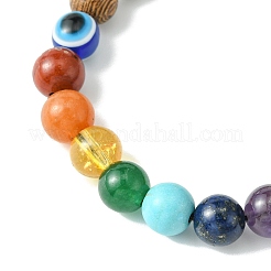 8 mm runde Chakra-Edelstein- und Holzperlenarmbänder mit geflochtenen Perlen&nbsp;BJEW-JB10905-02