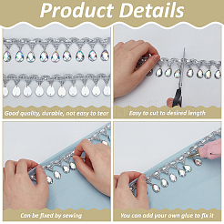 Ruban de dentelle en polyester avec pompon à breloques en plastique&nbsp;DIY-WH0656-11B