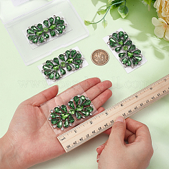 4 Stück Blumenapplikation aus Legierung und GlasStrassen&nbsp;DIY-MA0007-20A