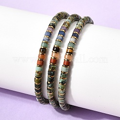 Braccialetti regolabili unisex con perline di turchese africano naturale (diaspro) ed ematite non magnetica&nbsp;BJEW-K251-09W