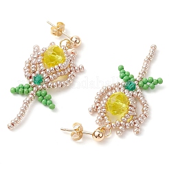 Aretes colgantes con cuentas de vidrio&nbsp;EJEW-MZ00326