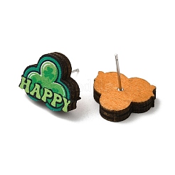 Aretes de madera verde del día de San Patricio&nbsp;EJEW-D074-01A