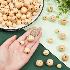 120 pièces 3 styles de perles européennes en bois naturel&nbsp;WOOD-NB0002-62