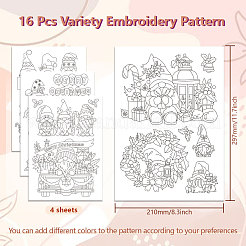 4 feuille de motifs de broderie bâton et point de 11.6x8.2 pouces&nbsp;DIY-WH0455-238