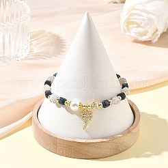 Bracelets extensibles en laiton sertis de micro-pavés de zircone cubique transparente&nbsp;BJEW-JB14378-02